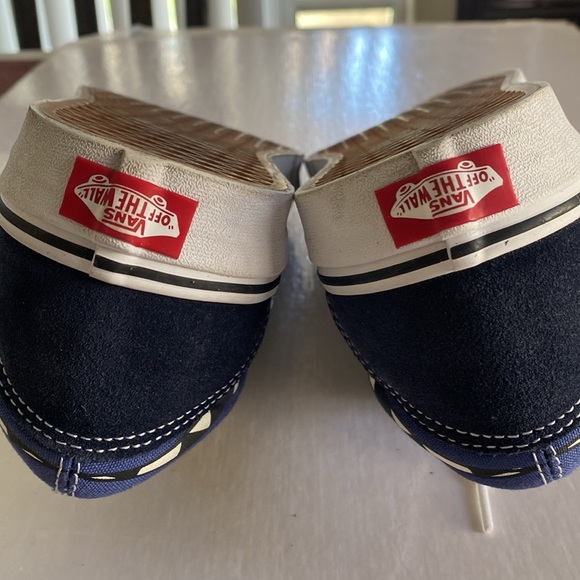 Vans Men's Old Skool Navy Blue and White Checker Flame Sneakers #500714 Size 11 - Picture 5 of 7